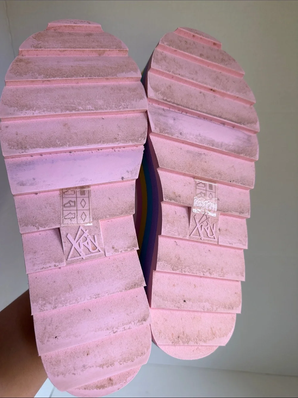 YRU QOZII PASTEL FAUX FUR PLATFORM SLIDES Size 8